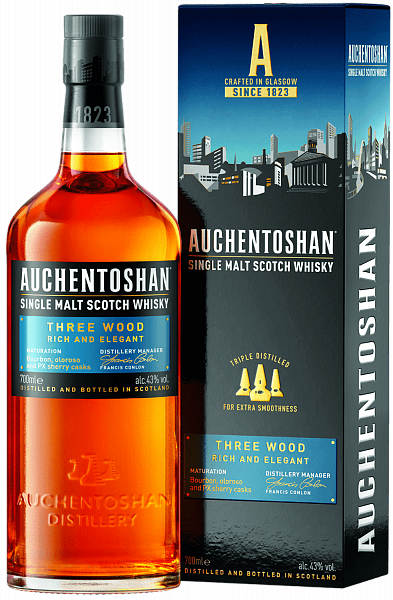 Auchentoshan Three Wood Single Malt Scotch Whisky (gift box), 0.7л