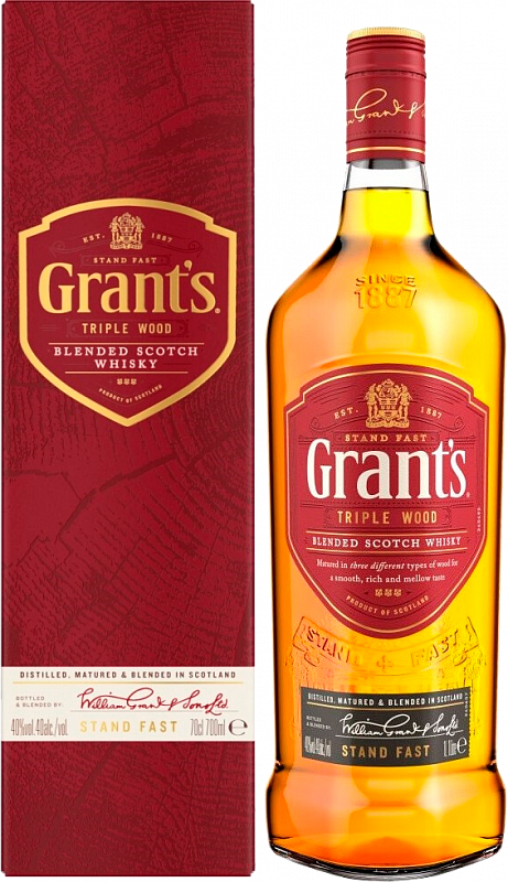 Грантс Трипл Вуд купажированный шотландский виски в подарочной упаковке 0.7 л