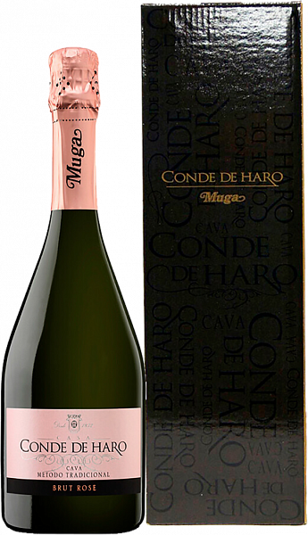 Игристое вино Conde de Haro Brut Rose Cava DO Bodegas Muga (gift box), 0.75 л