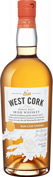 West Cork Small Batch Rum Cask Finished Single Malt Irish Whiskey, 0.7л