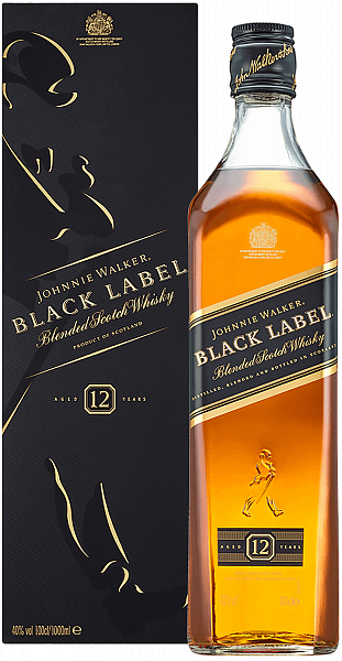 Johnnie Walker Black Label Blended Scotch Whisky (gift box), 1л